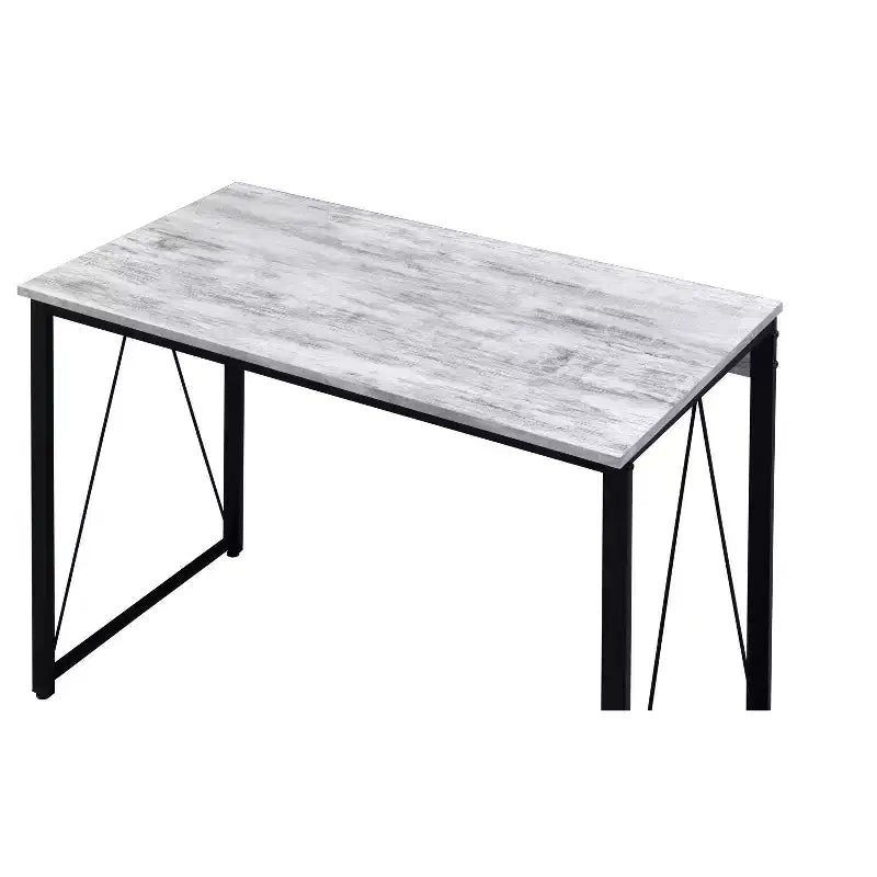 Bureau d'ordinateur minimaliste de 35 pouces avec cadre en métal, bureau d'écriture avec grand dégagement pour les jambes pour bureau, étude, salle de lecture, blanc+noir