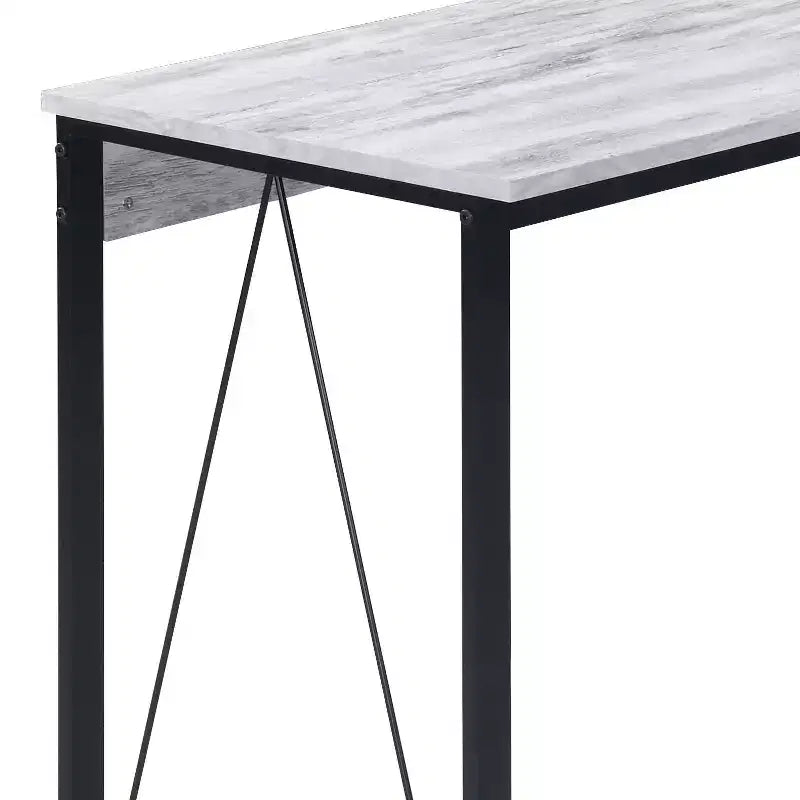 Bureau d'ordinateur minimaliste de 35 pouces avec cadre en métal, bureau d'écriture avec grand dégagement pour les jambes pour bureau, étude, salle de lecture, blanc+noir