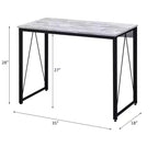 Bureau d'ordinateur minimaliste de 35 pouces avec cadre en métal, bureau d'écriture avec grand dégagement pour les jambes pour bureau, étude, salle de lecture, blanc+noir