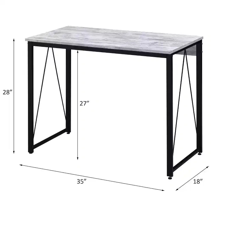 Bureau d'ordinateur minimaliste de 35 pouces avec cadre en métal, bureau d'écriture avec grand dégagement pour les jambes pour bureau, étude, salle de lecture, blanc+noir