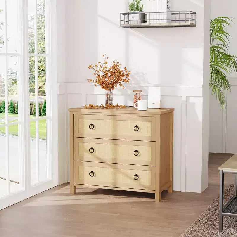 COZONY 47 Rattan Dresser, 3/6/7-Drawer Wood Chest, Large Storage Cabinet & TV Stand