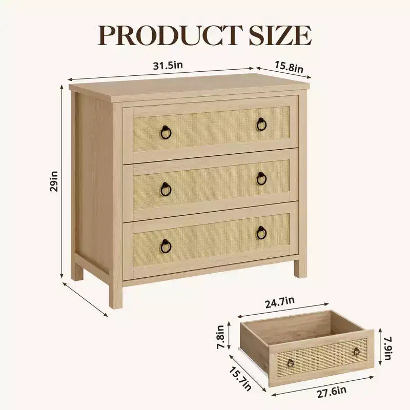 Commode en rotin de 47", commode en bois à 6/7 tiroirs, grande armoire de rangement et meuble TV