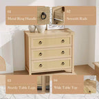Commode en rotin de 47", commode en bois à 6/7 tiroirs, grande armoire de rangement et meuble TV