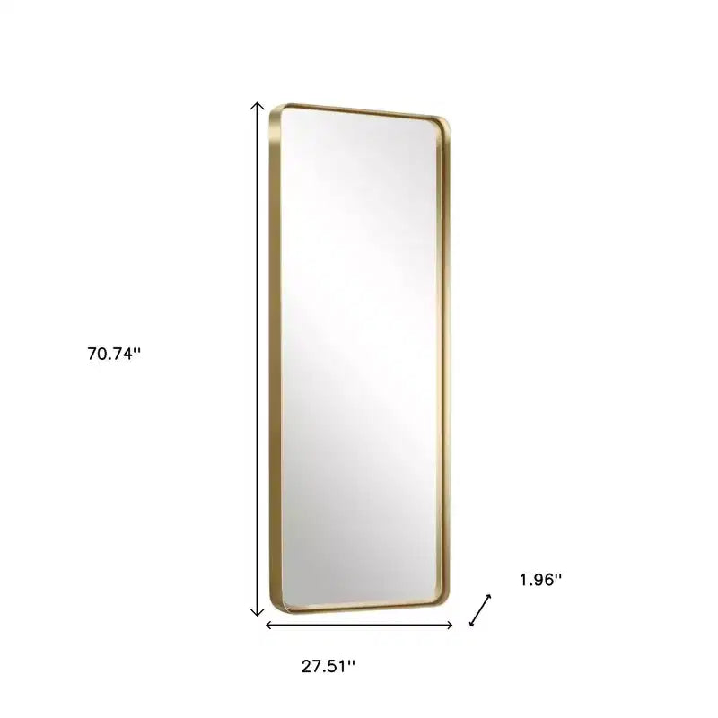 Miroir mural pleine longueur encadré en métal doré de 71 po