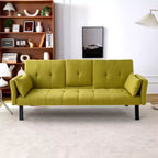 MAYEERTY 70 Inch Multifunctional Cotton Sofa Bed with Cup Holder Side Storage for Living Room Bedroom Green