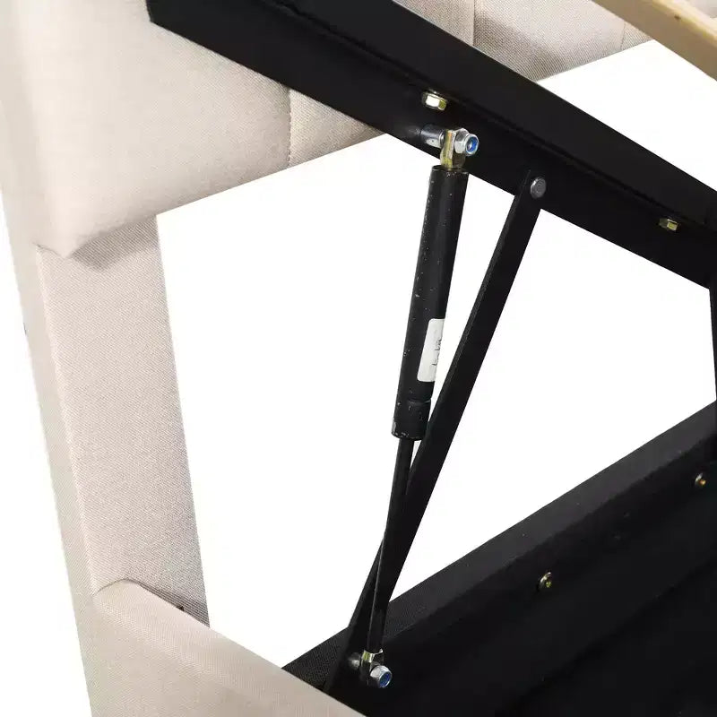 Lit plateforme capitonné King Size avec système de rangement sous le lit