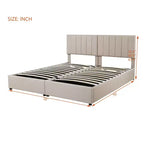 Lit plateforme capitonné King Size avec système de rangement sous le lit