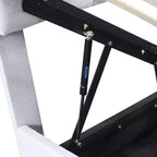 Lit plateforme capitonné King Size avec système de rangement sous le lit
