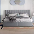 Lit plateforme capitonné King Size avec système de rangement sous le lit