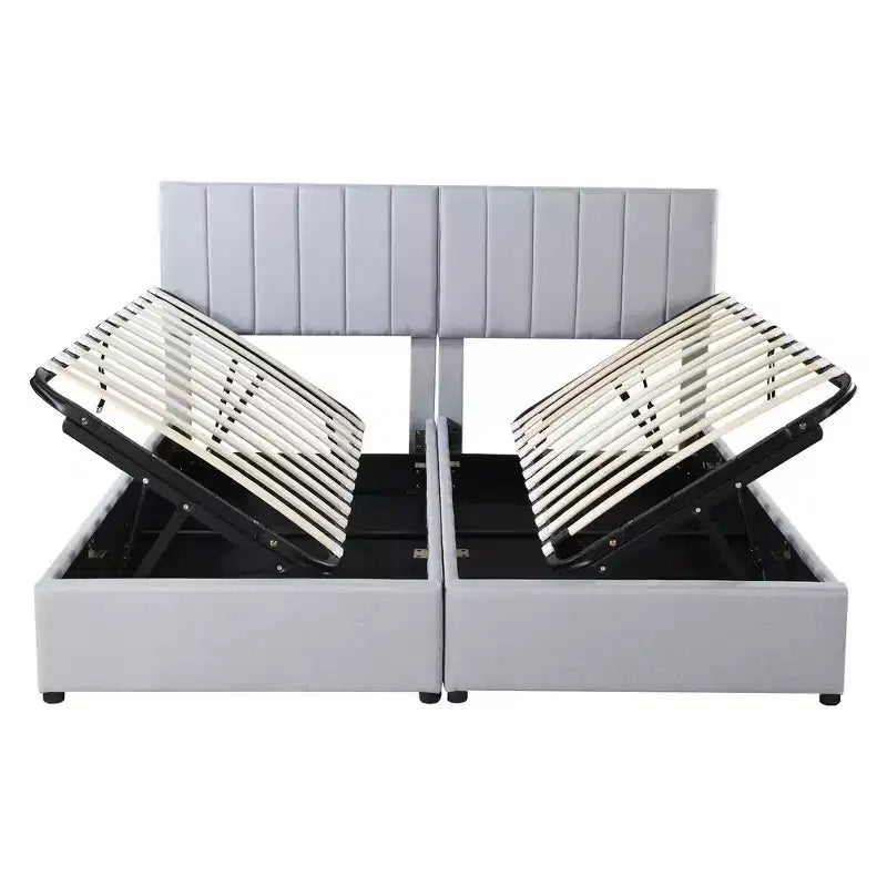 Lit plateforme capitonné King Size avec système de rangement sous le lit