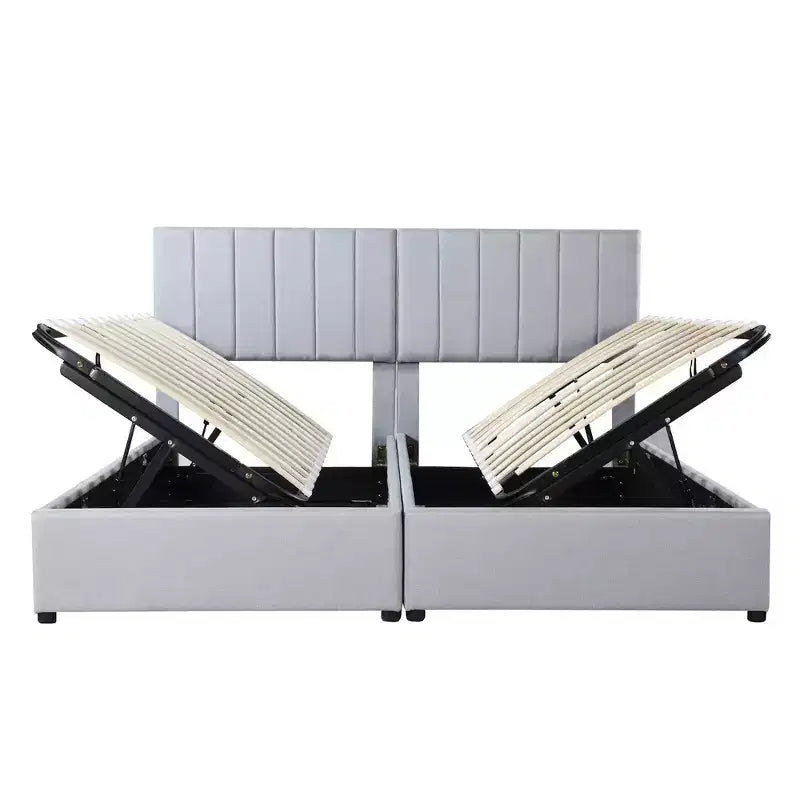 Lit plateforme capitonné King Size avec système de rangement sous le lit