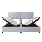 Lit plateforme capitonné King Size avec système de rangement sous le lit