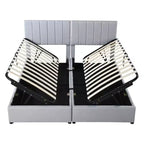 Lit plateforme capitonné King Size avec système de rangement sous le lit