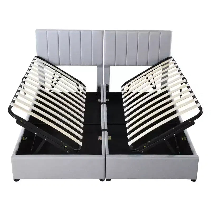 Lit plateforme capitonné King Size avec système de rangement sous le lit
