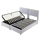 Lit plateforme capitonné King Size avec système de rangement sous le lit