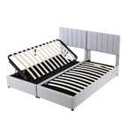 Lit plateforme capitonné King Size avec système de rangement sous le lit