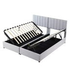 Lit plateforme capitonné King Size avec système de rangement sous le lit