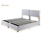 Lit plateforme capitonné King Size avec système de rangement sous le lit