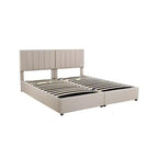 Lit plateforme capitonné King Size avec système de rangement sous le lit