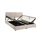 Lit plateforme capitonné King Size avec système de rangement sous le lit