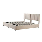 Lit plateforme capitonné King Size avec système de rangement sous le lit