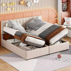 Whisen King Size Upholstered Platform Bed with a Storage System
