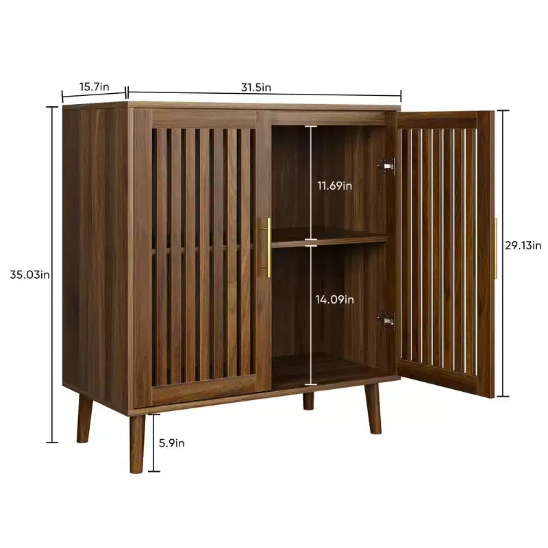 Buffet de cuisine style ferme à portes persiennes de 31,5 po, Armoire de rangement en bois pour bar à café