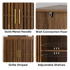 Buffet de cuisine style ferme à portes persiennes de 31,5 po, Armoire de rangement en bois pour bar à café