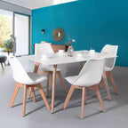 Table à manger rectangulaire 120 cm, table de loisirs élégante avec pieds en bois pour cuisine, cafés, petits espaces