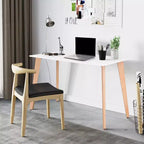 Table à manger rectangulaire 120 cm, table de loisirs élégante avec pieds en bois pour cuisine, cafés, petits espaces