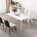 Table à manger rectangulaire 120 cm, table de loisirs élégante avec pieds en bois pour cuisine, cafés, petits espaces