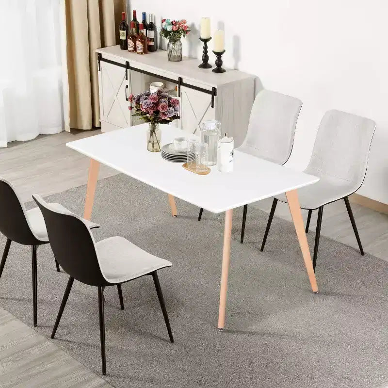 Table à manger rectangulaire 120 cm, table de loisirs élégante avec pieds en bois pour cuisine, cafés, petits espaces