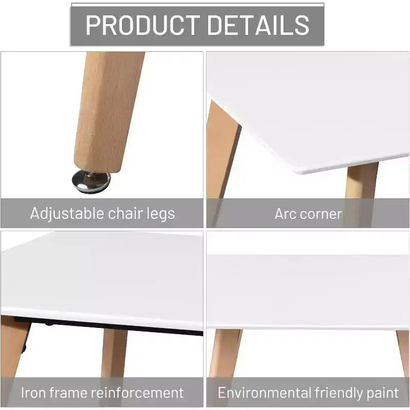 Table à manger rectangulaire 120 cm, table de loisirs élégante avec pieds en bois pour cuisine, cafés, petits espaces