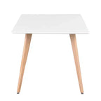 Table à manger rectangulaire 120 cm, table de loisirs élégante avec pieds en bois pour cuisine, cafés, petits espaces