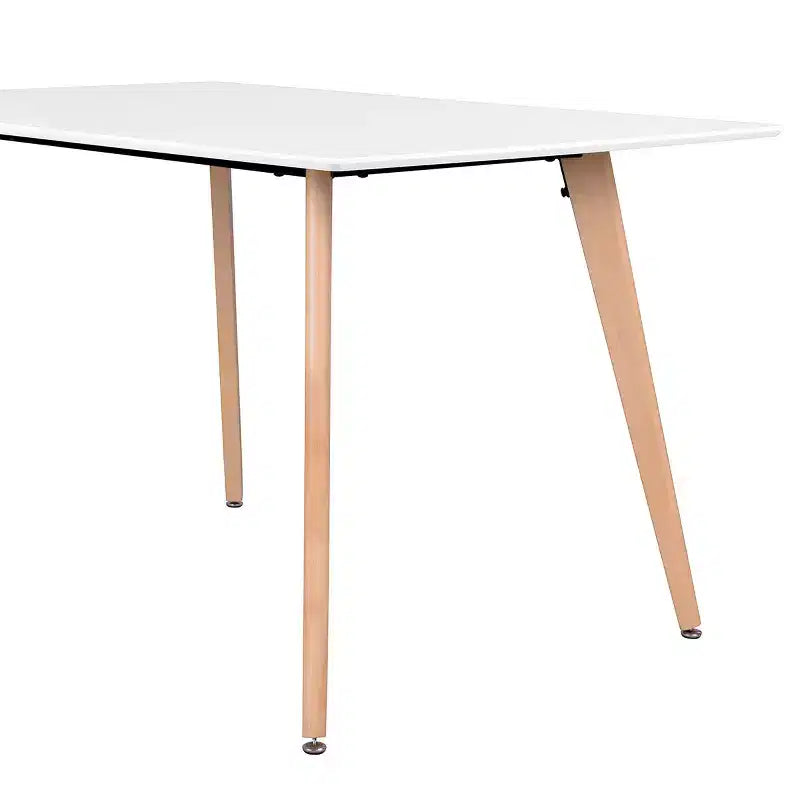 Table à manger rectangulaire 120 cm, table de loisirs élégante avec pieds en bois pour cuisine, cafés, petits espaces