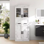 67 Tall Kitchen Pantry Cabinet, Freestanding Bathroom Cabinet, Wooden Cupboard with Drawer and Adjustable Shelves, Coffee Bar Floor Cabinet