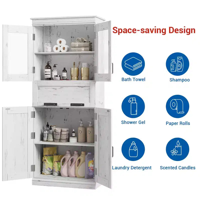 Meuble de rangement haut de cuisine de 170 cm, armoire de salle de bain autoportante, buffet en bois avec tiroir et étagères réglables, meuble bas de bar à café