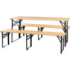 VINGLI 6 Foot Folding Picnic Table with Benches, Weather-Resistant Wood Beer Camping Table w/Carrying Handles