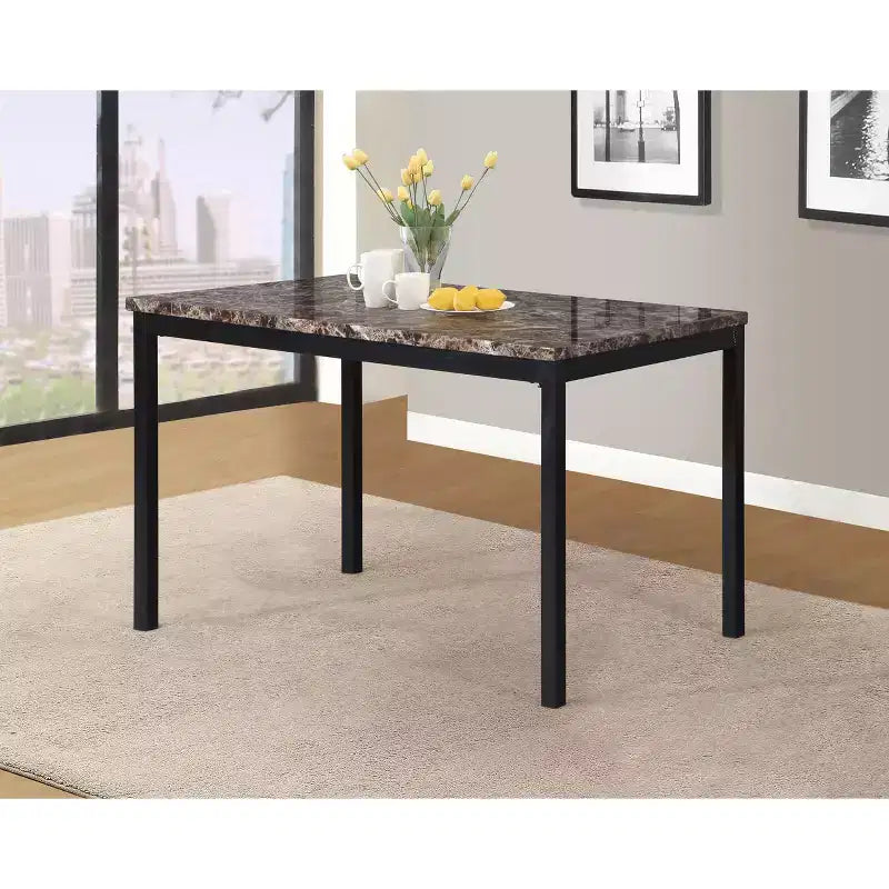 Table de salle à manger moderne de 48 pouces avec plateau en faux marbre stratifié, table de cuisine avec pieds en métal, petite table pour salon, cuisine