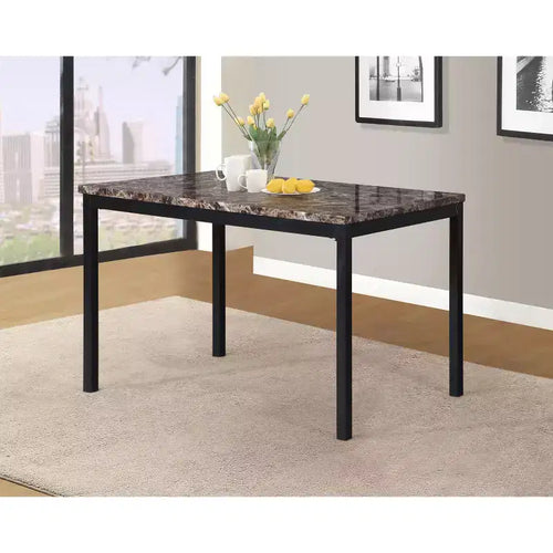 Table de salle à manger moderne de 48 pouces avec plateau en faux marbre stratifié, table de cuisine avec pieds en métal, petite table pour salon, cuisine