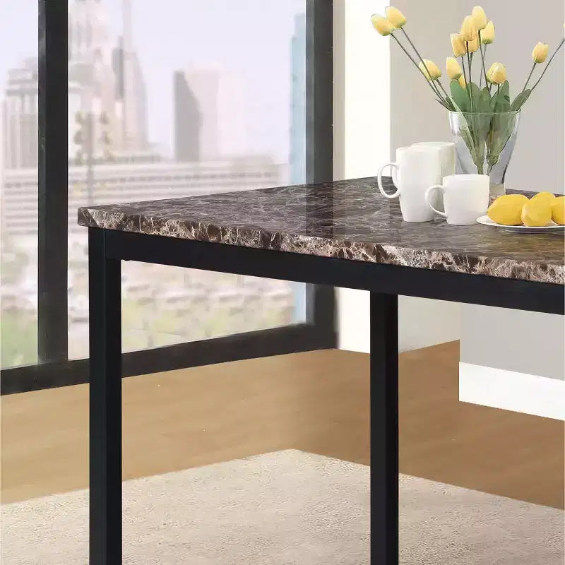 Table de salle à manger moderne de 48 pouces avec plateau en faux marbre stratifié, table de cuisine avec pieds en métal, petite table pour salon, cuisine