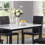 Table de salle à manger moderne de 48 pouces avec plateau en faux marbre stratifié, table de cuisine avec pieds en métal, petite table pour salon, cuisine