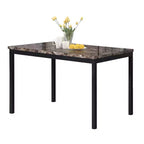 Okak 48IN Modern Dining Table with Laminated Faux Marble Top, Kitchen Table with Metal Legs, Small Table for Living Room, Kitchen