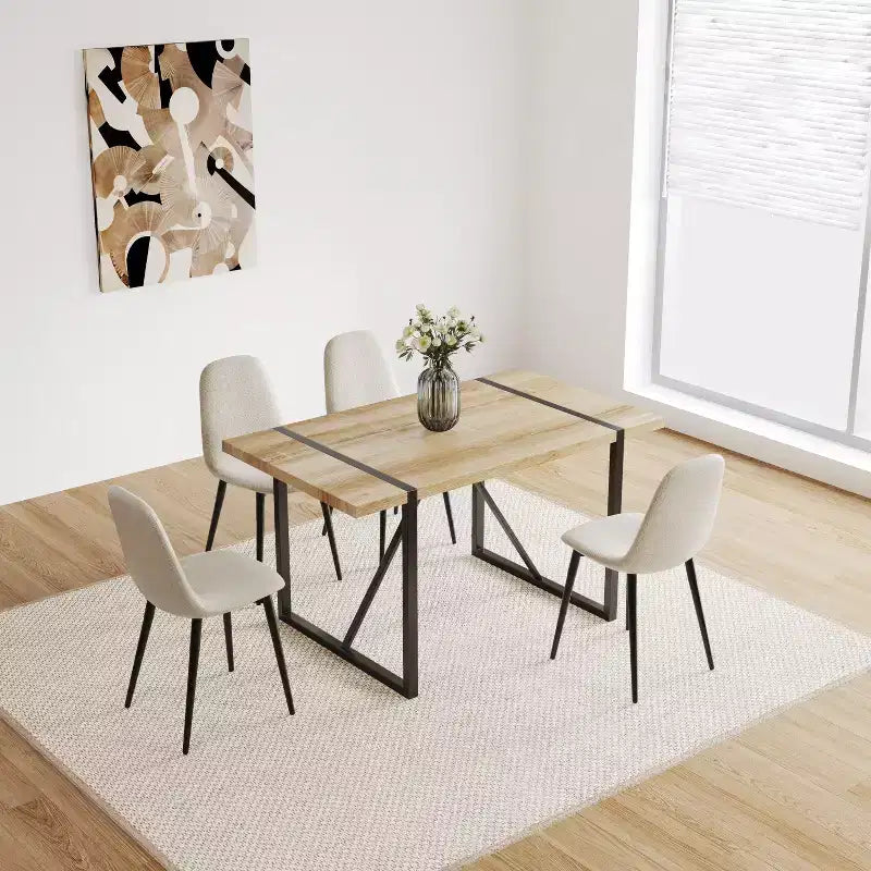 Table à manger rectangulaire rustique de 55 pouces avec pieds en forme de boucle, table de cuisine pour 4 à 6 personnes, salle à manger, salon, cuisine