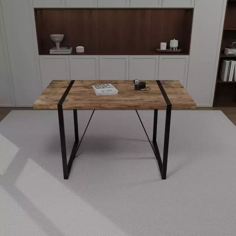 Table à manger rectangulaire rustique de 55 pouces avec pieds en forme de boucle, table de cuisine pour 4 à 6 personnes, salle à manger, salon, cuisine