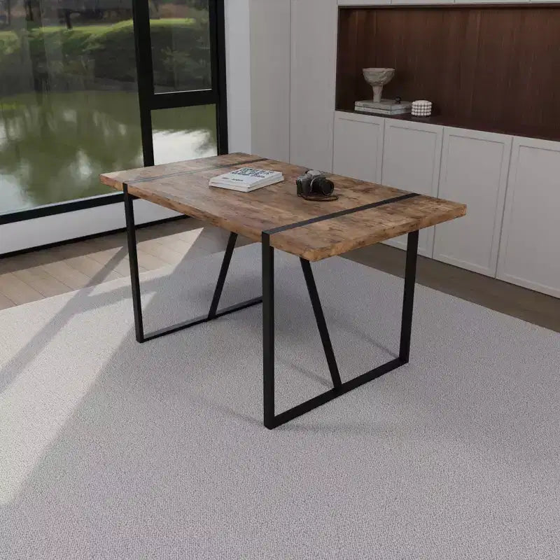 Table à manger rectangulaire rustique de 55 pouces avec pieds en forme de boucle, table de cuisine pour 4 à 6 personnes, salle à manger, salon, cuisine