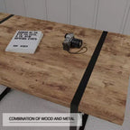 Table à manger rectangulaire rustique de 55 pouces avec pieds en forme de boucle, table de cuisine pour 4 à 6 personnes, salle à manger, salon, cuisine