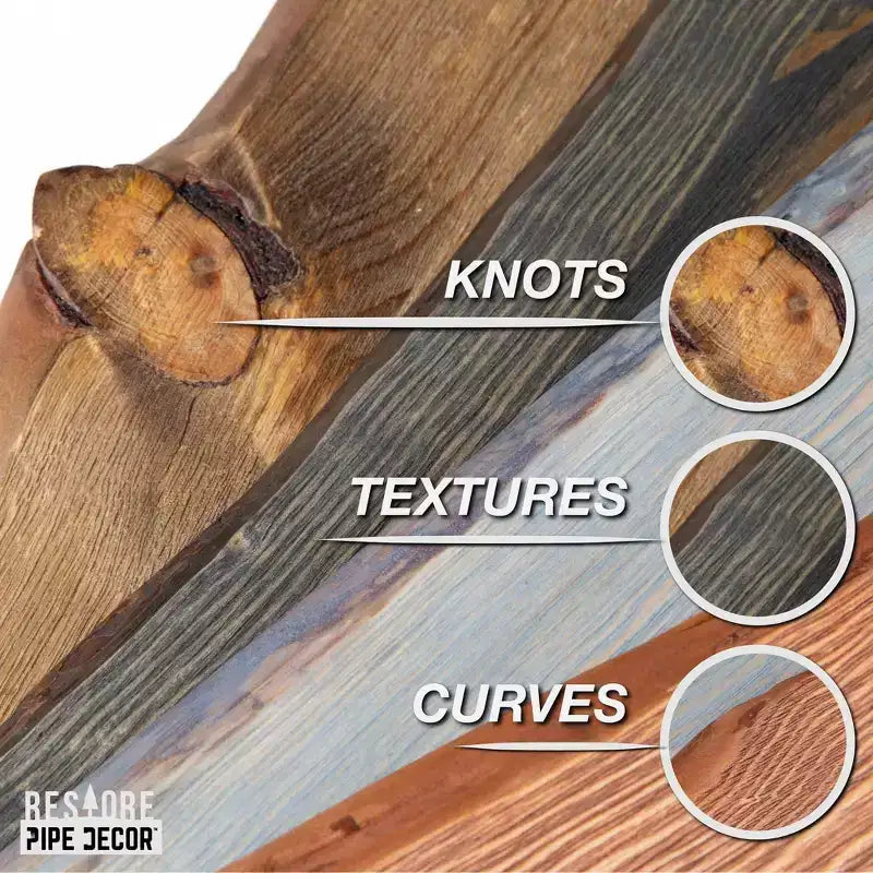 Étagère en bois à bord brut de 24 po avec supports de tuyauterie en L (paquet de 2)
