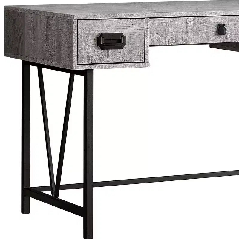 Bureau informatique marron et noir avec deux tiroirs, 120 cm