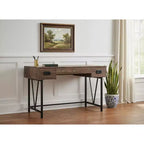 Bureau informatique marron et noir avec deux tiroirs, 120 cm